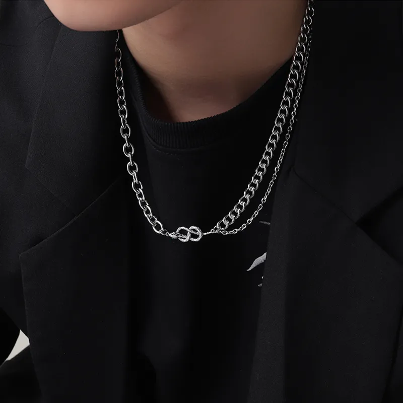 MAGICPOLE Titanium Steel Necklaces Men's Silver-7