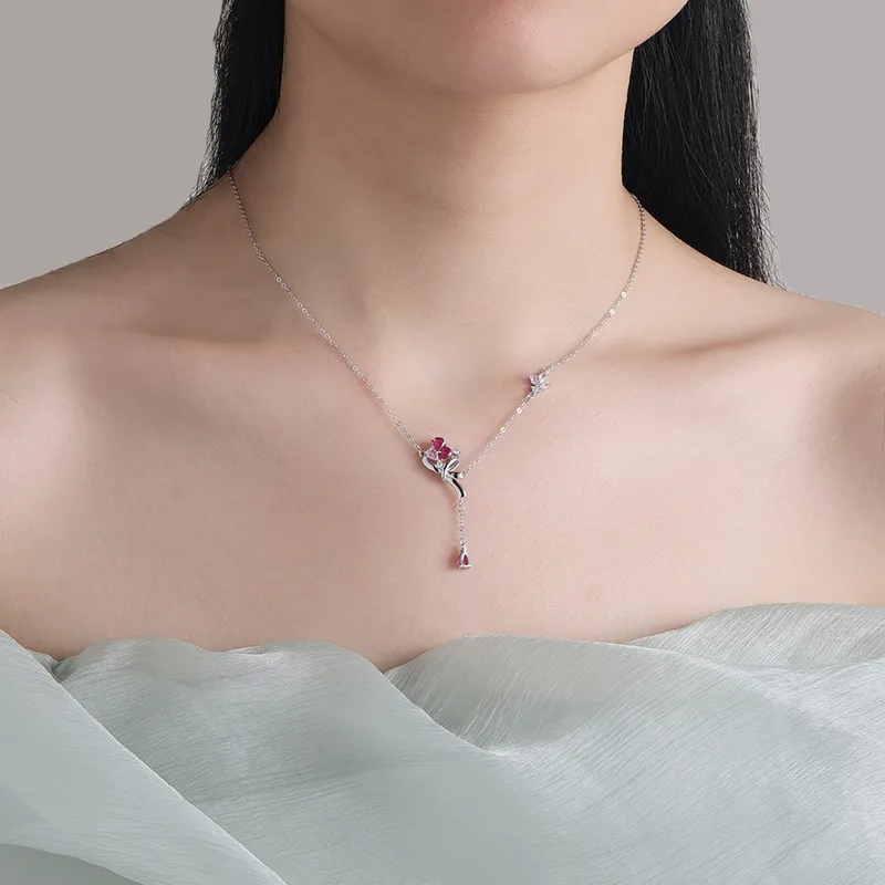 MAGICPOLE 952 Silver Zircon Necklaces Women's Silver-2