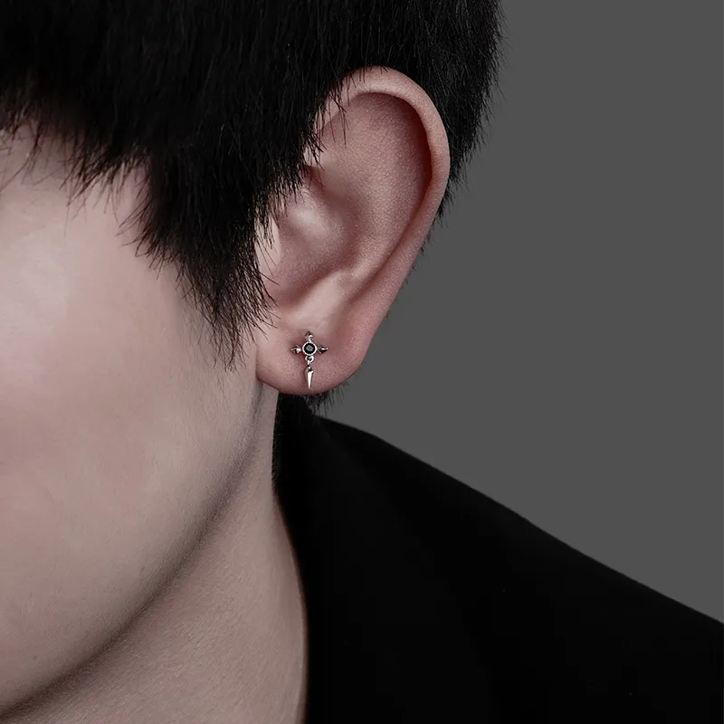 MAGICPOLE 925 Sterling Silver Stud Earrings Men's Silver-1