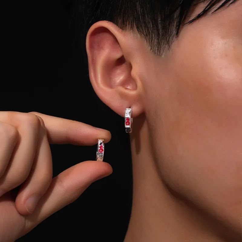 MAGICPOLE 999 Fine Silver Earrings Men's Silver-6