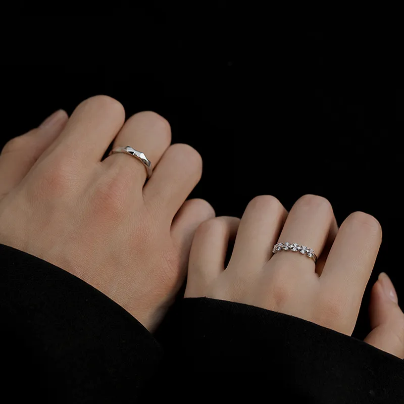 MAGICPOLE 925 Sterling Silver Zircon Rings Unisex Silver-7