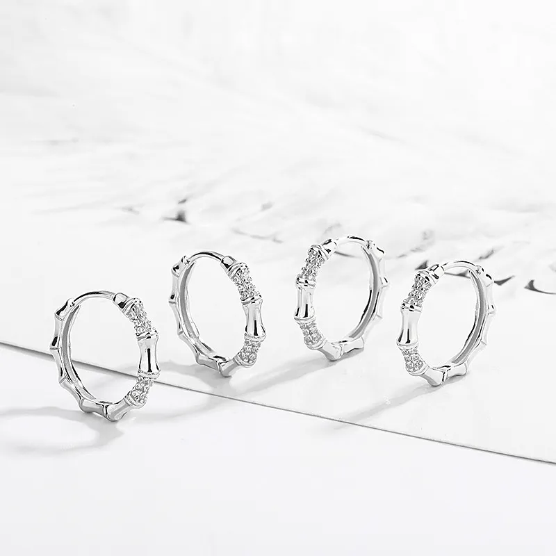 MAGICPOLE 925 Sterling Silver With Zircon Earrings Unisex Silver-8