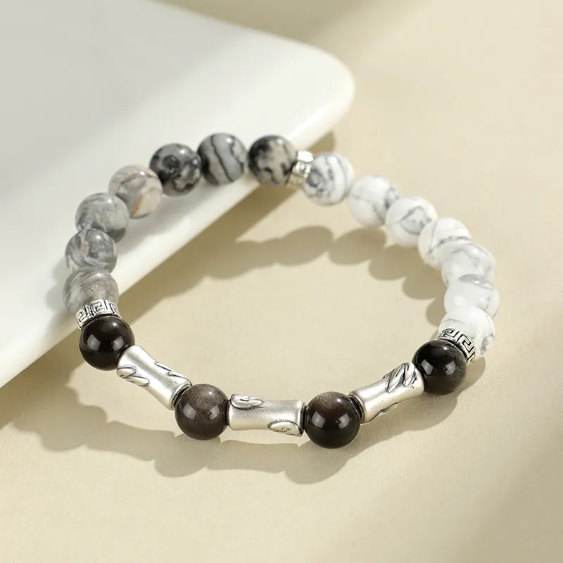 MAGICPOLE Obsidian Jade Bracelets Unisex-2