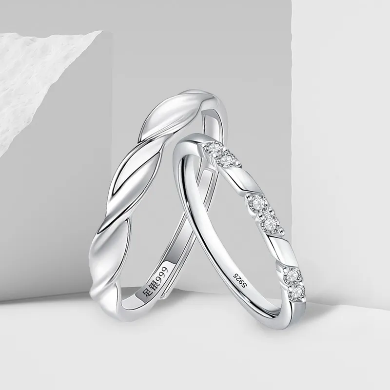 MAGICPOLE 925 Sterling Silver With Zircon Rings Unisex Silver-7