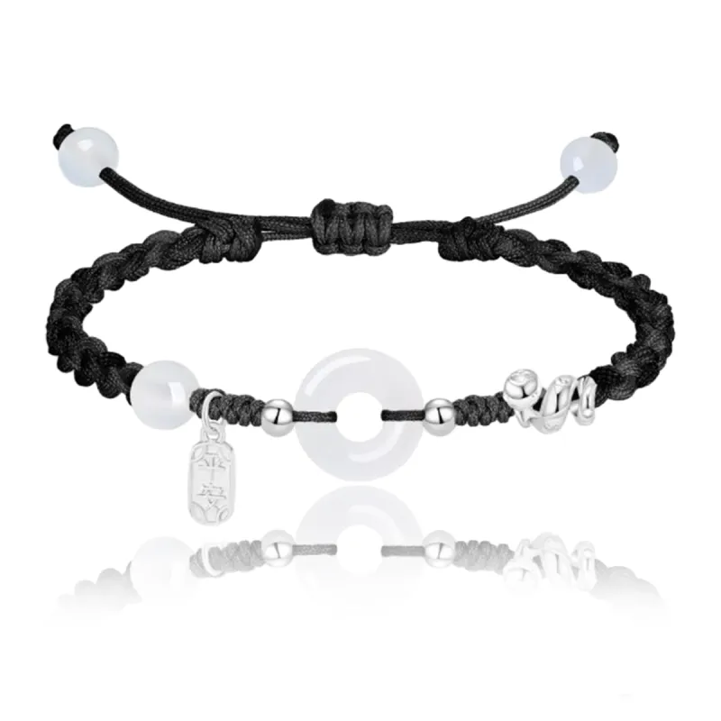 MAGICPOLE Alloy Fabric Rope Bracelets Unisex Black/Pink Color-2