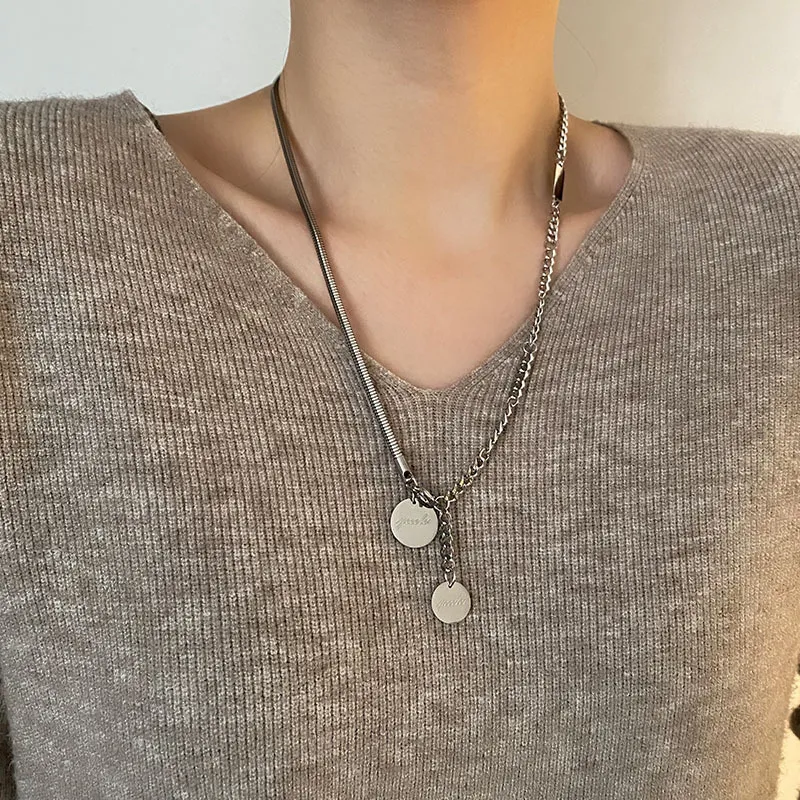 MAGICPOLE Titanium Steel Necklaces Unisex Silver-1