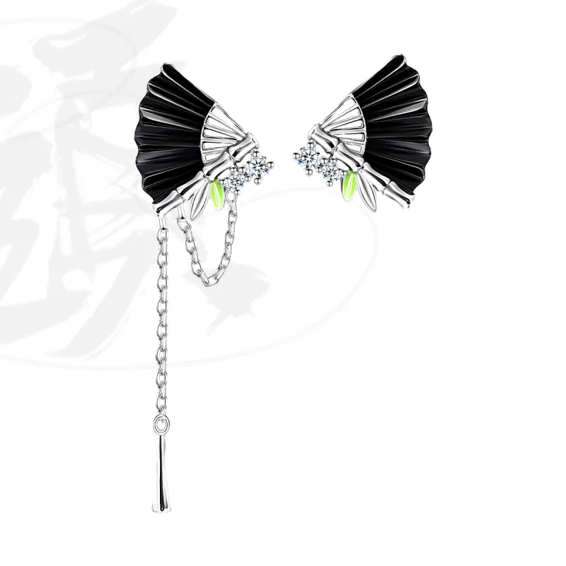 MAGICPOLE S999 Fine Silver With Zircon Stud Earrings Women's Silver-3