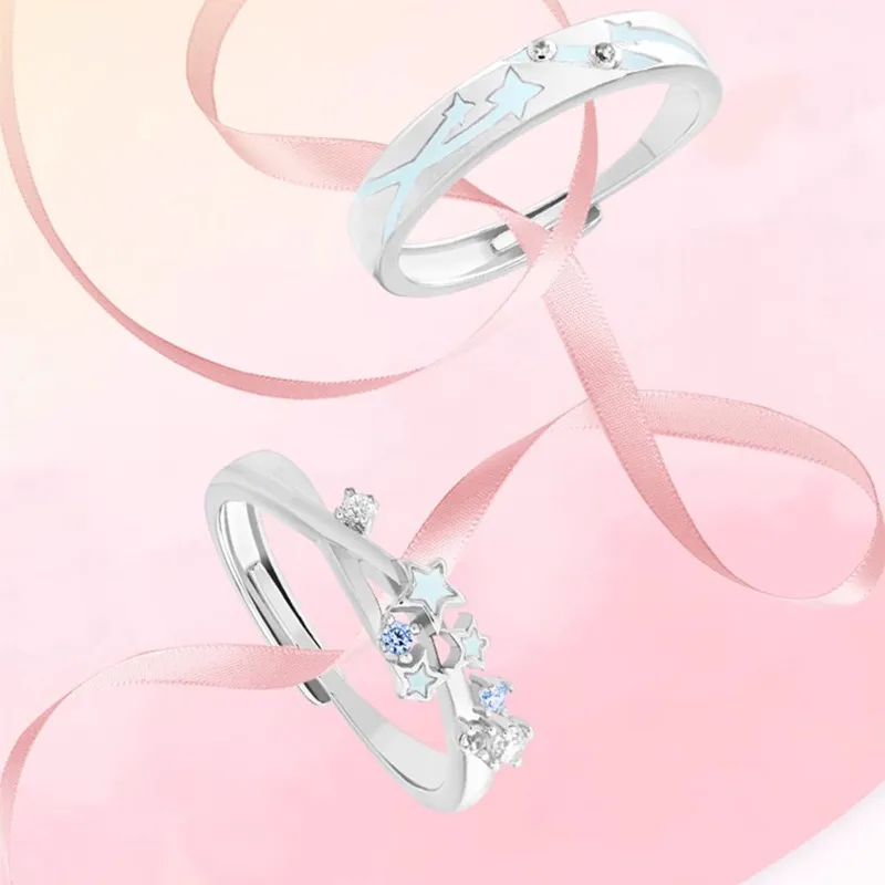 MAGICPOLE 925 Sterling Silver With Zircon Rings Unisex Silver-6