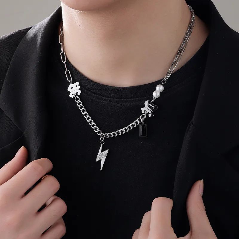 MAGICPOLE Titanium Steel Necklaces Unisex Silver-3