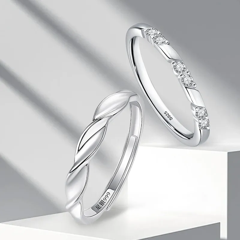 MAGICPOLE 925 Sterling Silver With Zircon Rings Unisex Silver-9