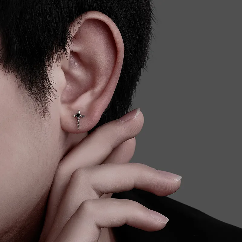 MAGICPOLE 925 Sterling Silver Stud Earrings Men's Silver-2