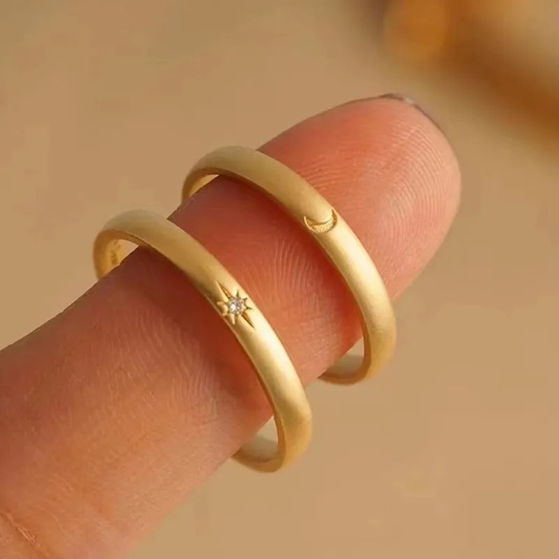 MAGICPOLE 925 Sterling Silver With Zircon Rings Unisex Gold-6