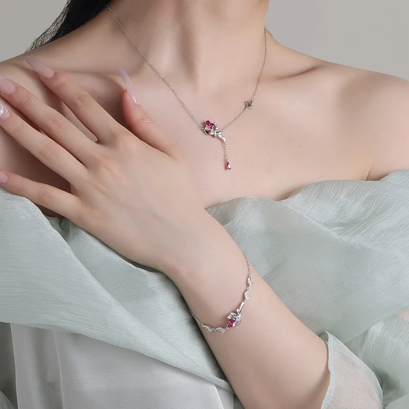 MAGICPOLE 952 Silver Zircon Necklaces Women's Silver-3