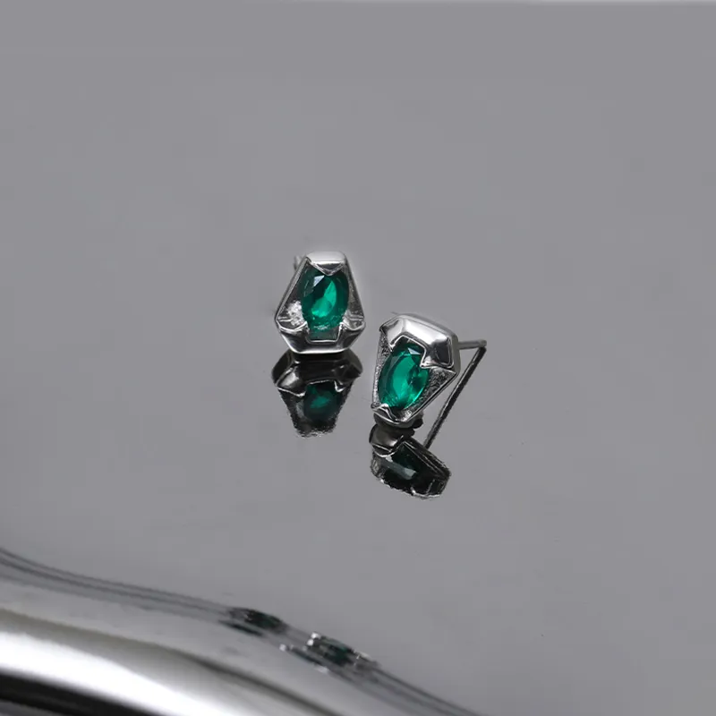 MAGICPOLE 999 Fine Silver Zircon Stud Earrings Men's-10