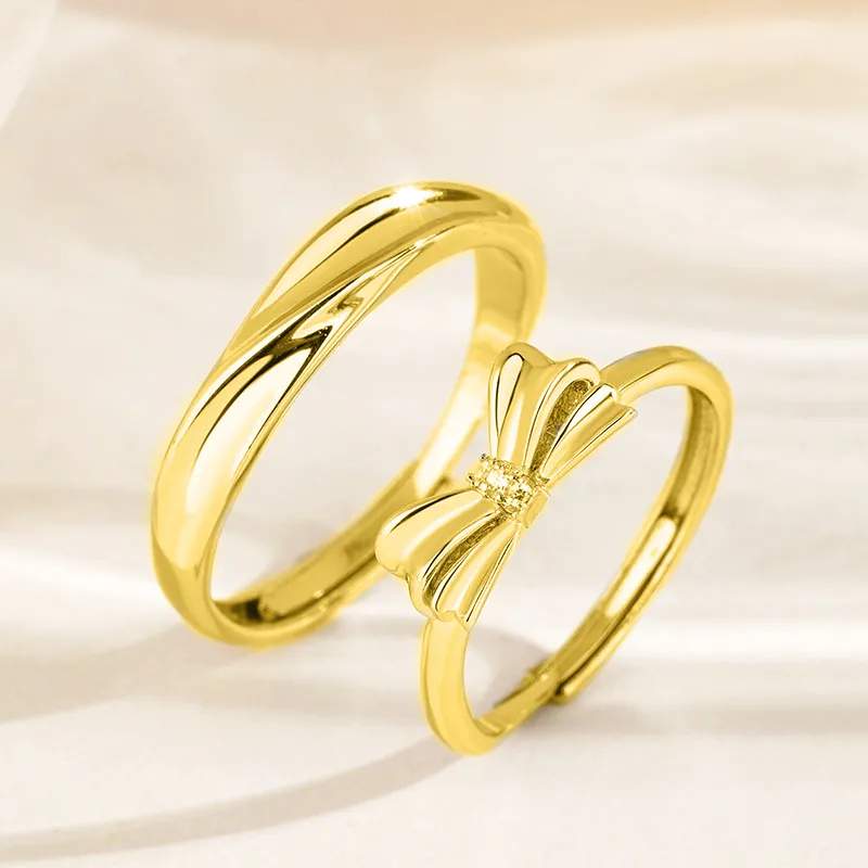 MAGICPOLE 925 Sterling Silver With Zircon Rings Unisex Gold-6