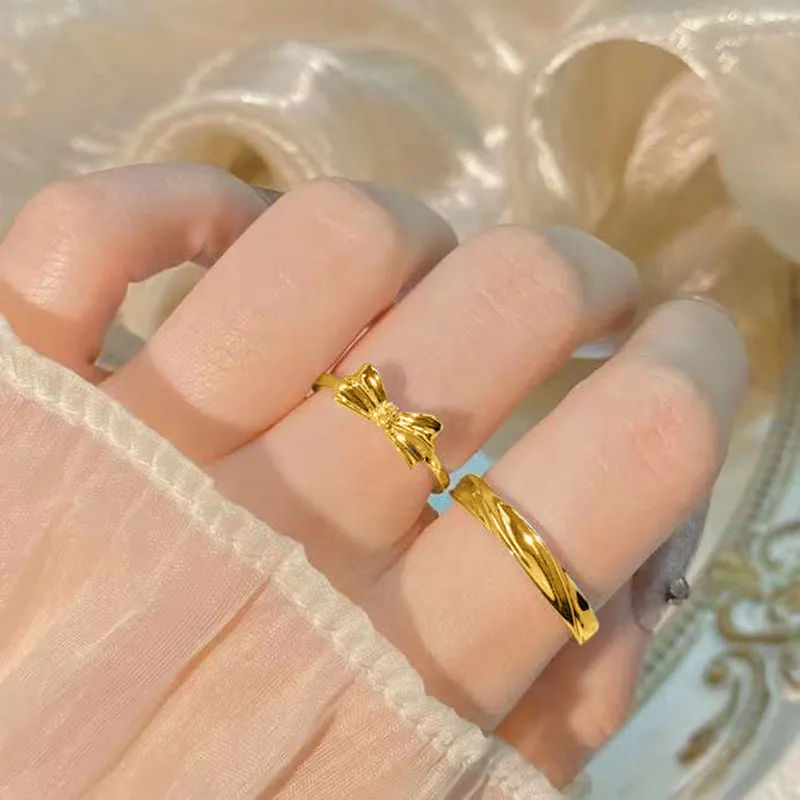 MAGICPOLE 925 Sterling Silver With Zircon Rings Unisex Gold-7
