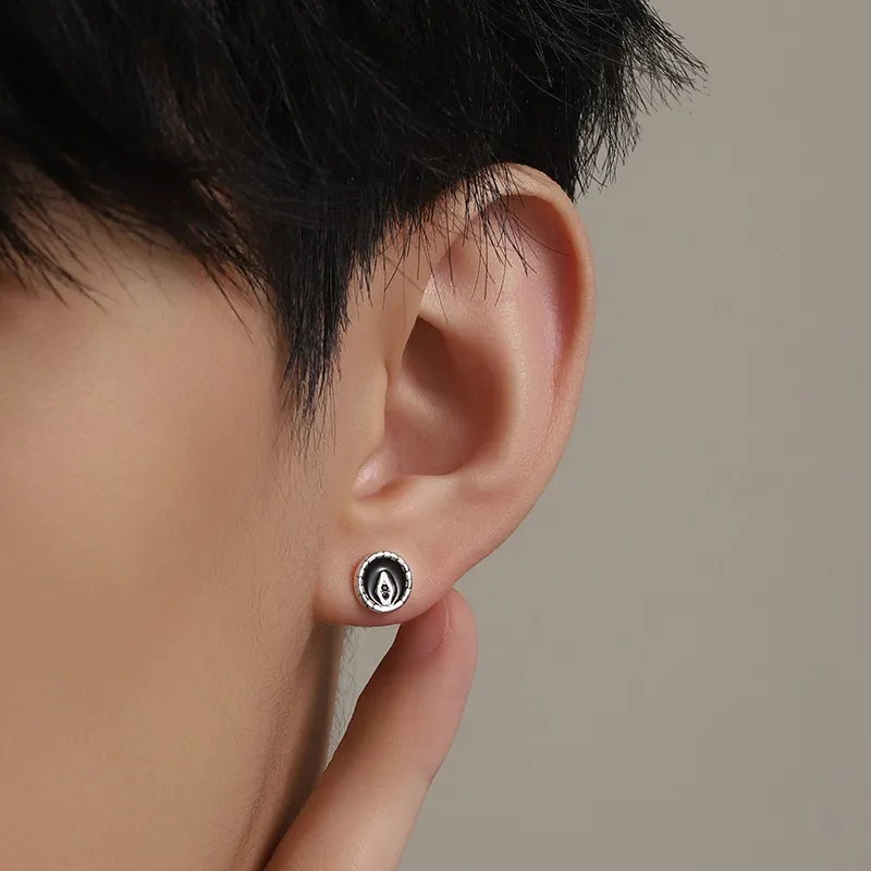 MAGICPOLE 999 Fine Silver Stud Earrings Men's Silver-7