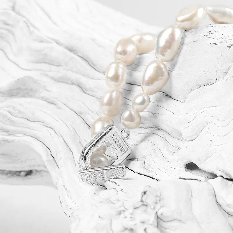 SUSOOK S925 Silver Freshwater Pearl Beaded Bracelet Unisex-3