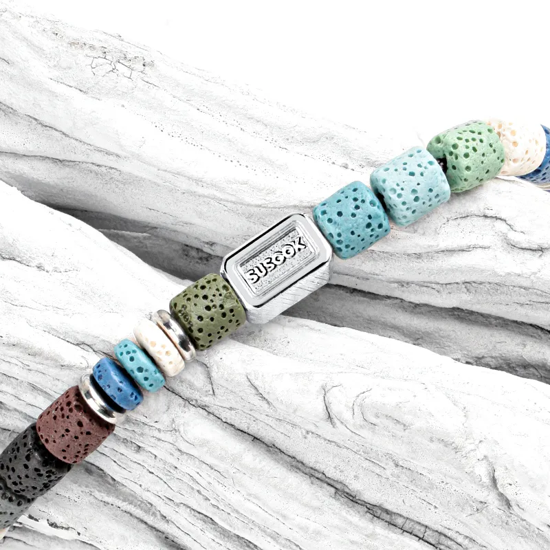 SUSOOK Volcanic Stone Beaded Bracelet Unisex Multicolor-6