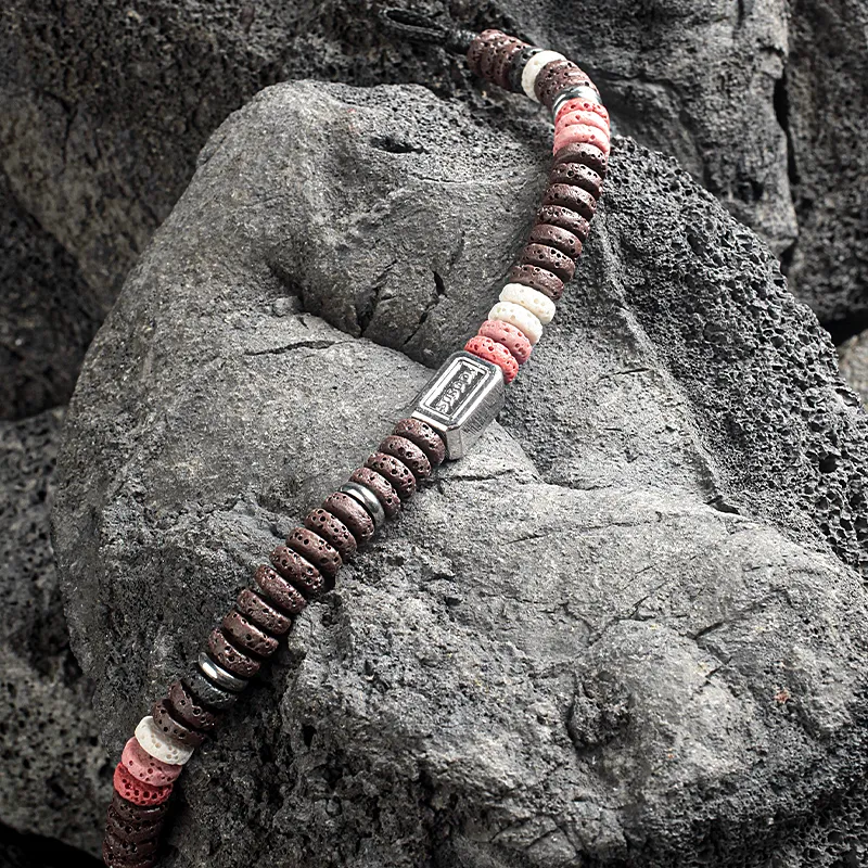 SUSOOK Volcanic Stone Alloy Bracelets Unisex Maillard Style Color Scheme-2