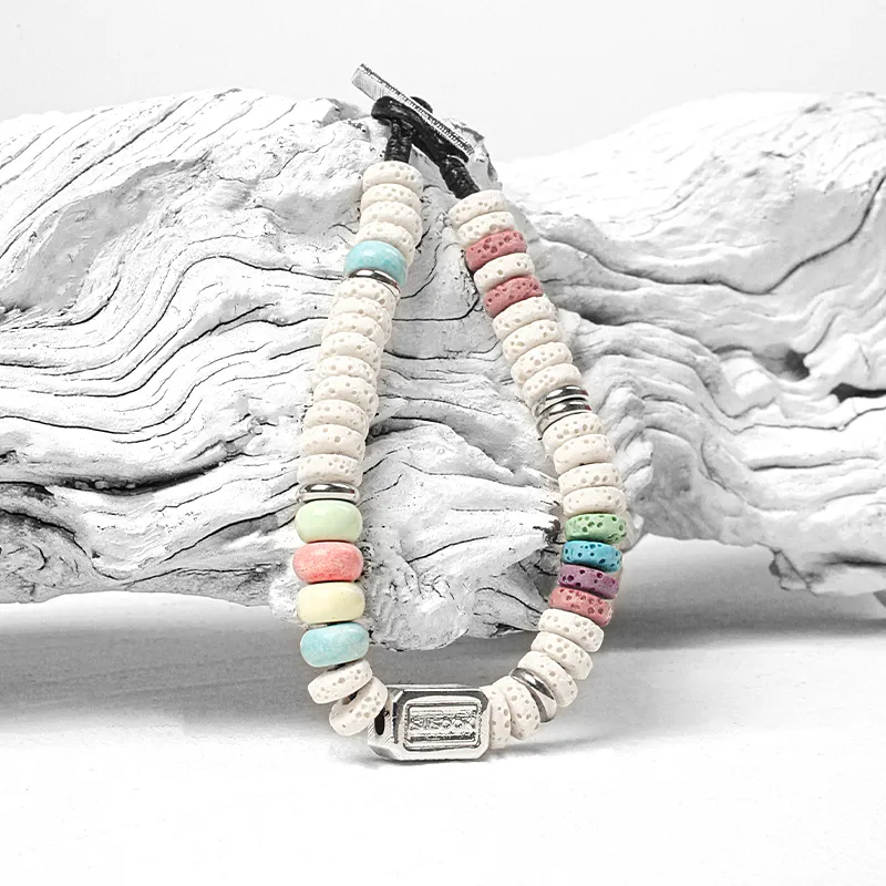 SUSOOK Volcanic Stone Bracelets Unisex White-2
