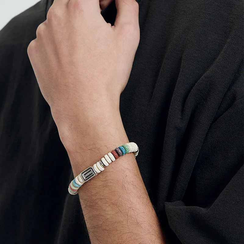 SUSOOK Volcanic Stone Bracelets Unisex White-3