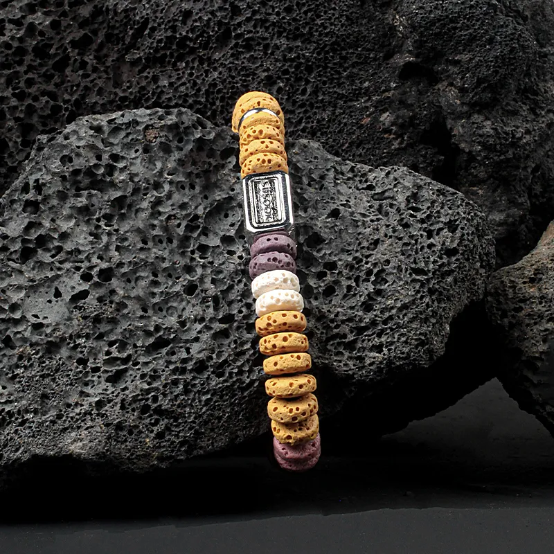SUSOOK Volcanic Stone Bracelets Unisex Maillard Style Color Scheme-4