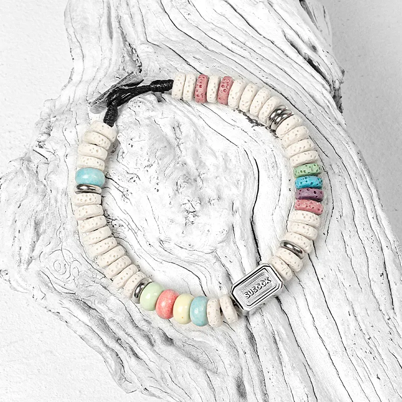 SUSOOK Volcanic Stone Bracelets Unisex White-6