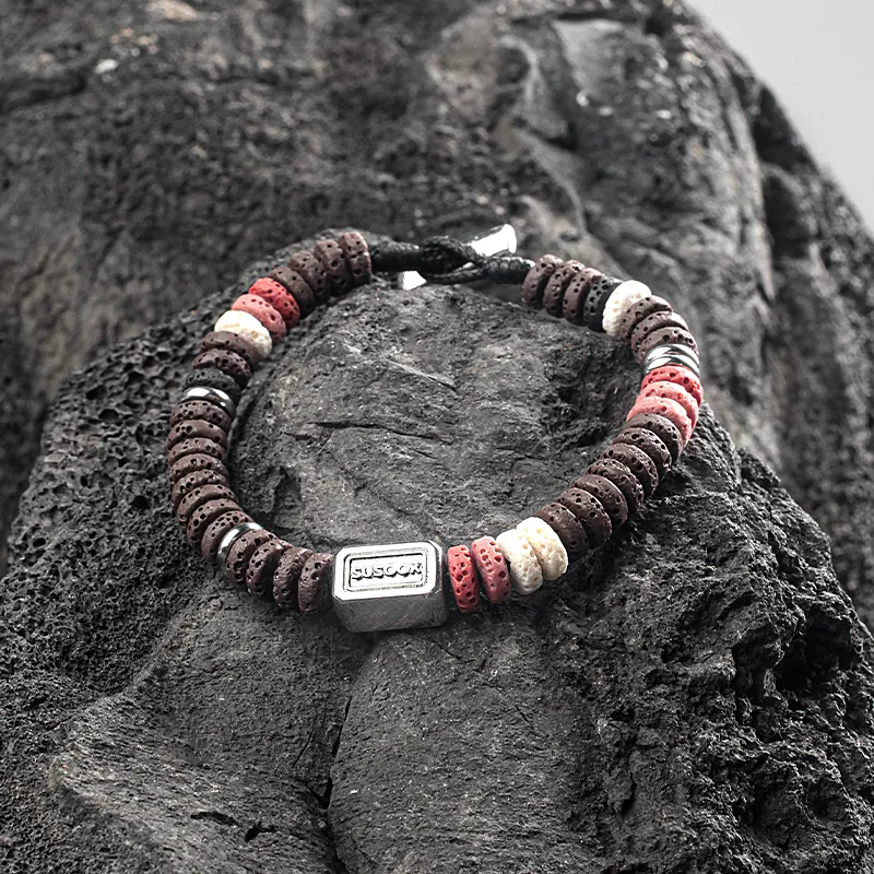 SUSOOK Volcanic Stone Alloy Bracelets Unisex Maillard Style Color Scheme-1