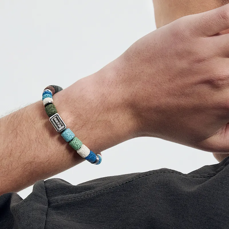 SUSOOK Volcanic Stone Beaded Bracelet Unisex Multicolor-2