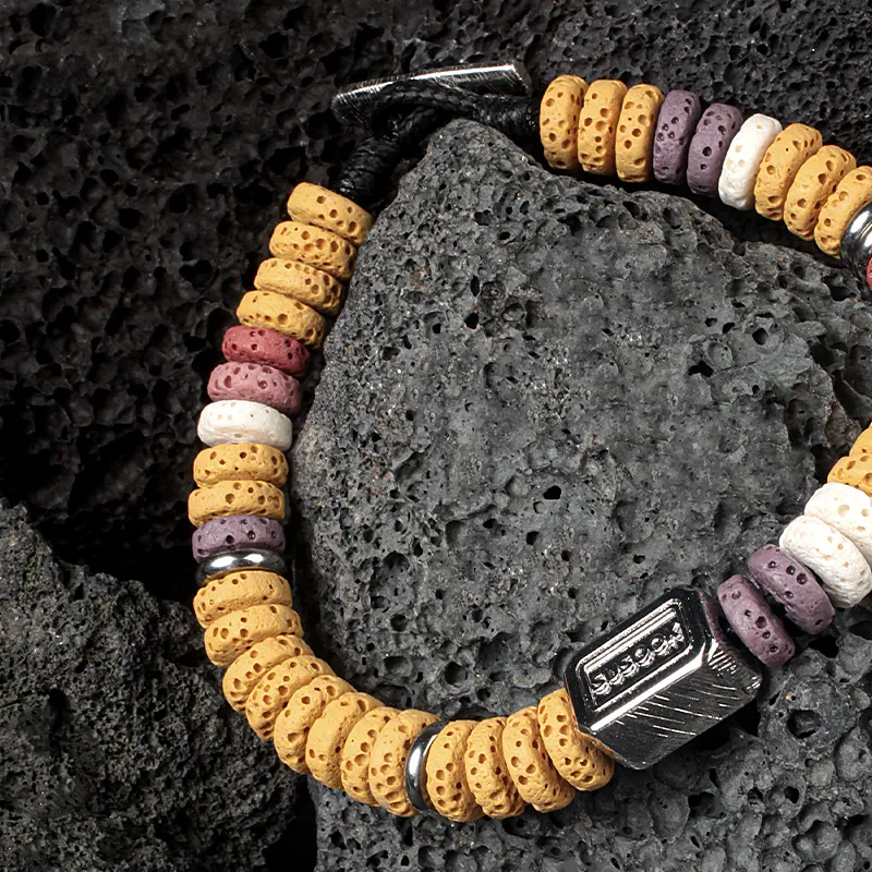SUSOOK Volcanic Stone Bracelets Unisex Maillard Style Color Scheme-1