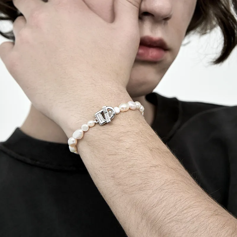 SUSOOK S925 Silver Freshwater Pearl Beaded Bracelet Unisex-4