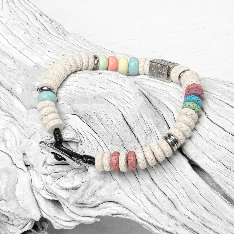 SUSOOK Volcanic Stone Bracelets Unisex White-7