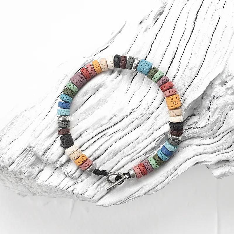 SUSOOK 925 Sterling Silver Volcanic Stone Bracelets Unisex-6