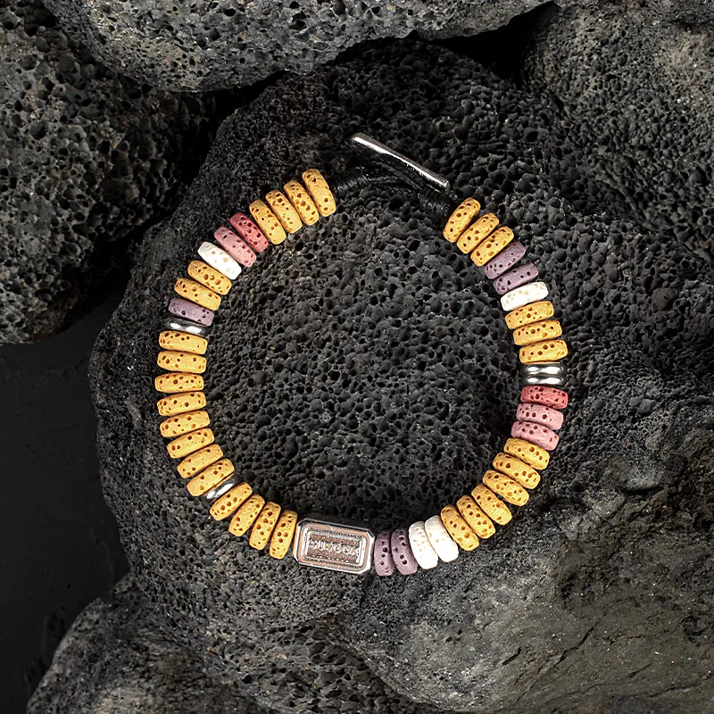 SUSOOK Volcanic Stone Bracelets Unisex Maillard Style Color Scheme-3