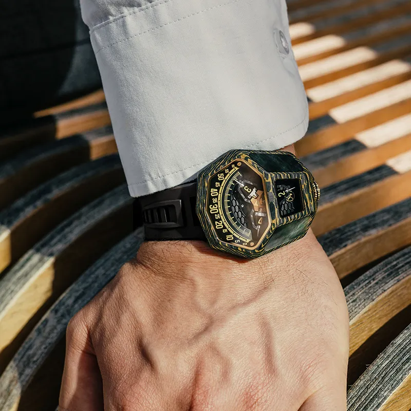ATOWAK Mamba Snake Series Venom Automatic Mechanical Movement Watch Men's Watches Gold Dial-1