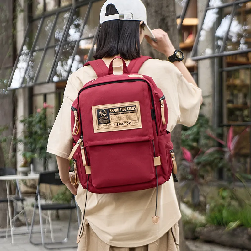 Yohji Kimura Oxford Backpack Regular Unisex Red/Gray/Navy Blue/Black-8