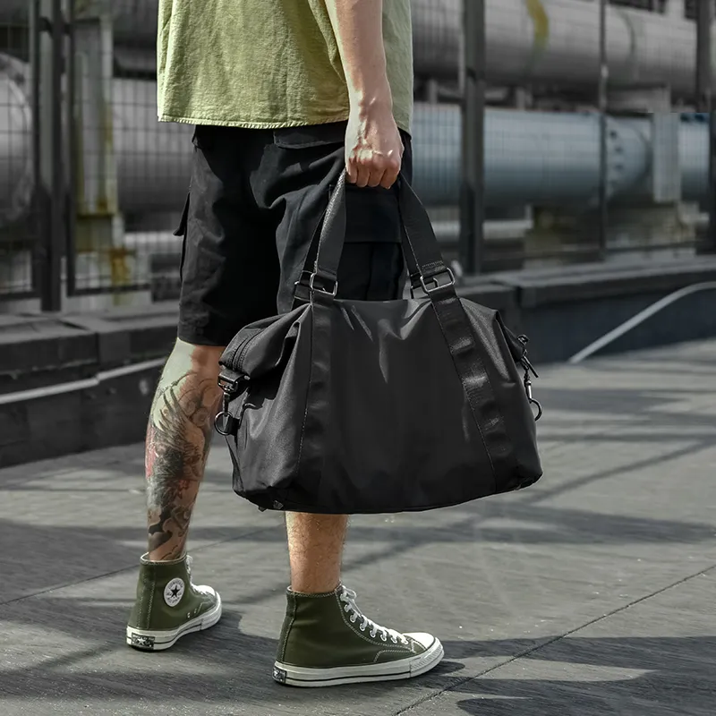Yohji Kimura Polyester Gym Bag Travel Bag Large Size Men's Black-6