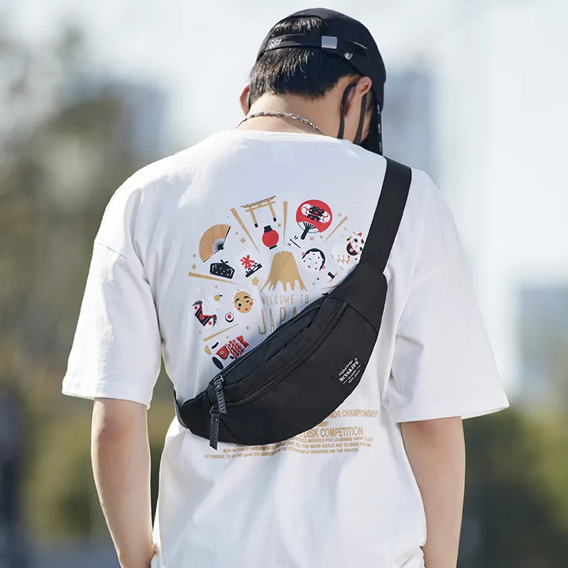 Yohji Kimura Oxford Crossbody Bag, One Shoulder Sling Bag Trumpets Men's Camouflage Black/Black-18