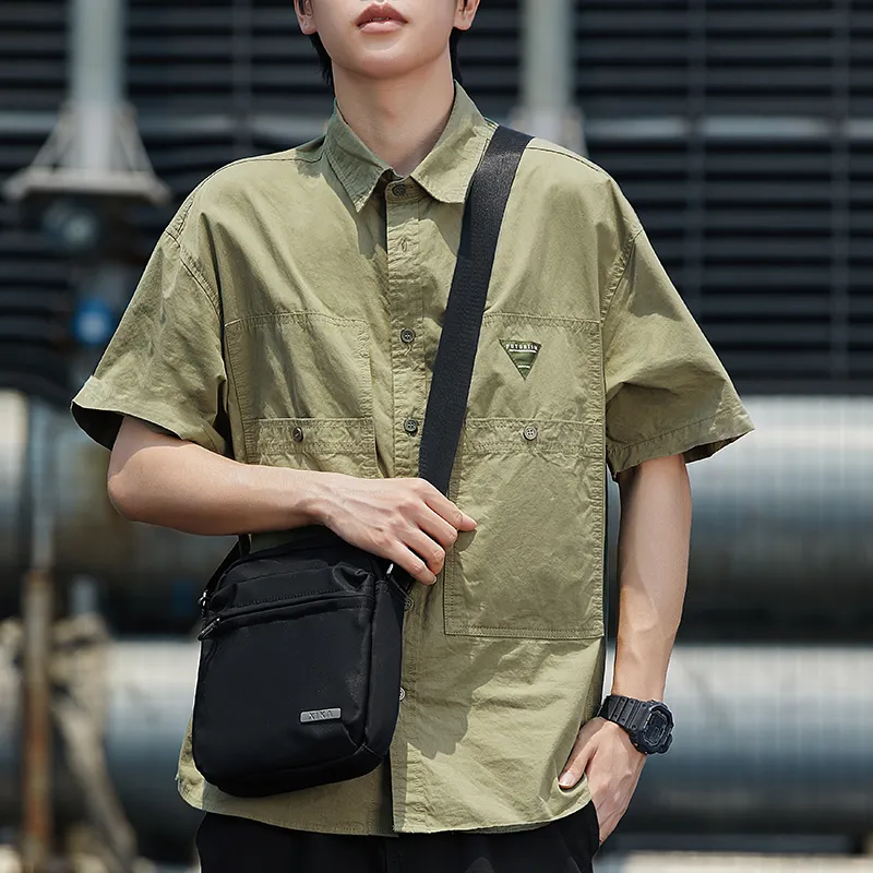 Yohji Kimura Oxford Shoulder Bag, Crossbody Bag Regular Unisex Black-7