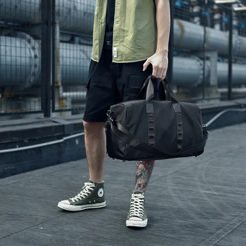 Yohji Kimura Polyester Gym Bag Travel Bag Large Size Men's Black-5