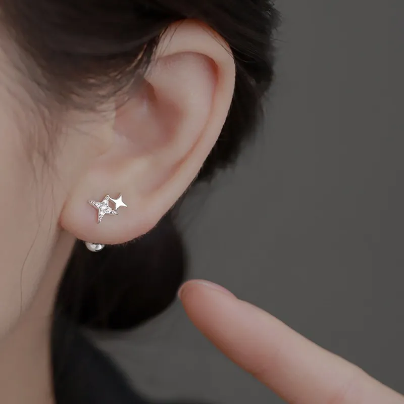 SWEET PLANET S999 Fine Silver Stud Earrings Unisex-2