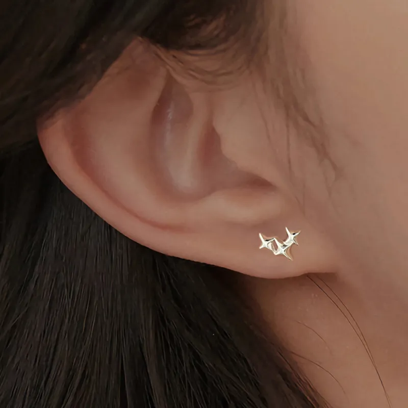 SWEET PLANET S999 Fine Silver Stud Earrings Unisex-1