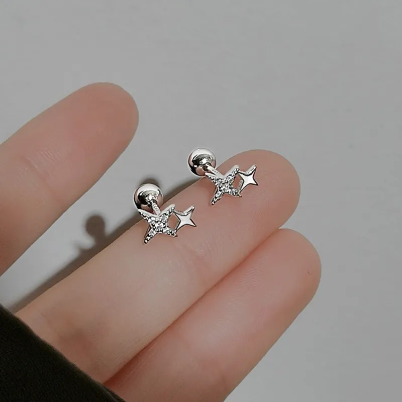 SWEET PLANET S999 Fine Silver Stud Earrings Unisex-1