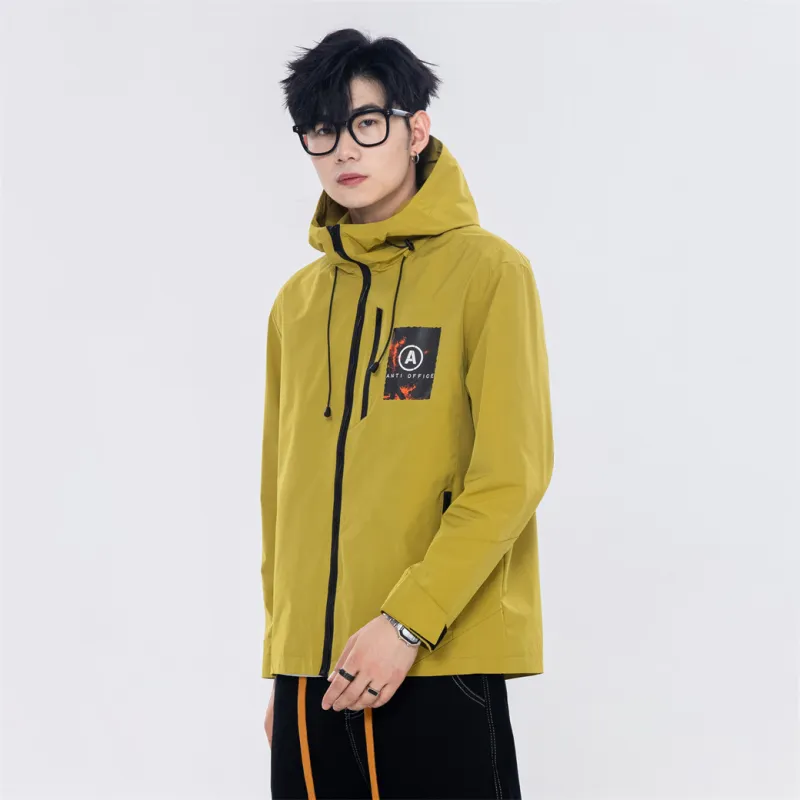 Antioffice Lace-Up Windproof Windbreaker Jacket Men's-25