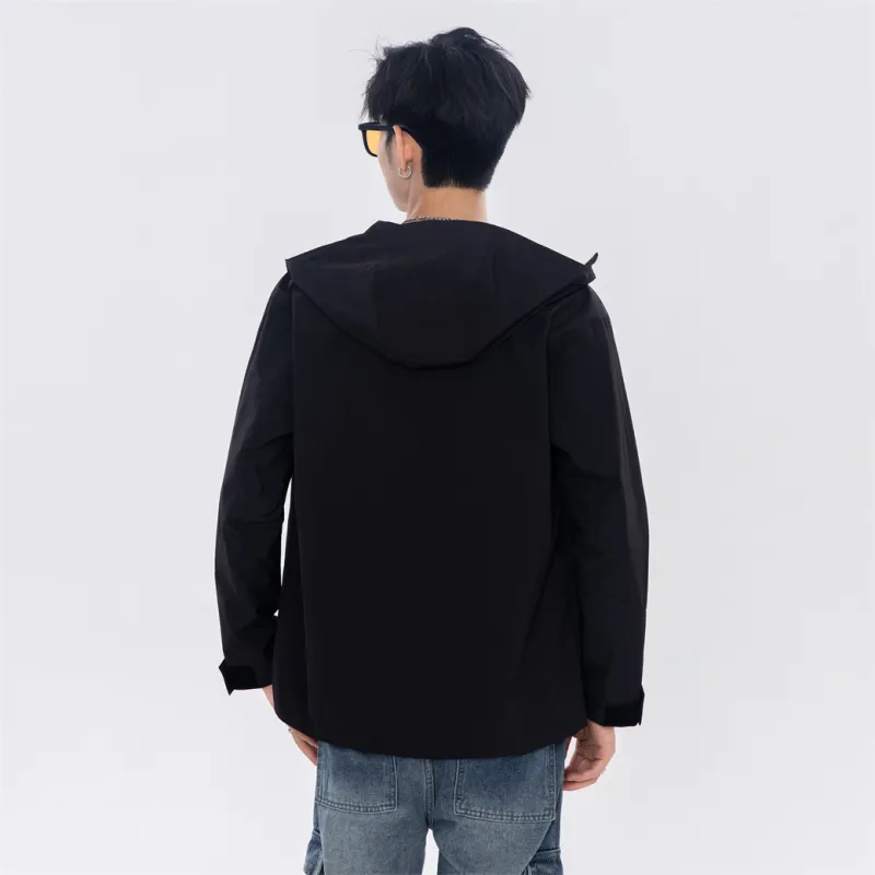 Antioffice Lace-Up Windproof Windbreaker Jacket Men's-4
