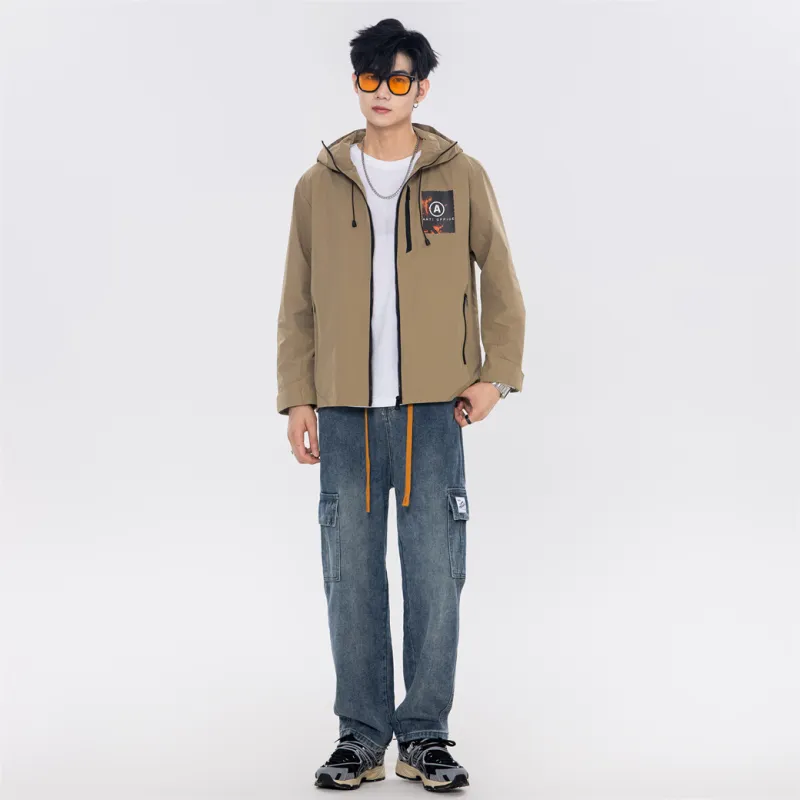 Antioffice Lace-Up Windproof Windbreaker Jacket Men's-9