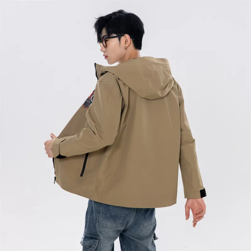 Antioffice Lace-Up Windproof Windbreaker Jacket Men's-11