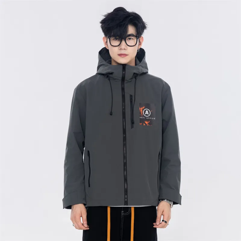 Antioffice Lace-Up Windproof Windbreaker Jacket Men's-18