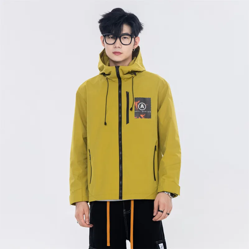 Antioffice Lace-Up Windproof Windbreaker Jacket Men's-23
